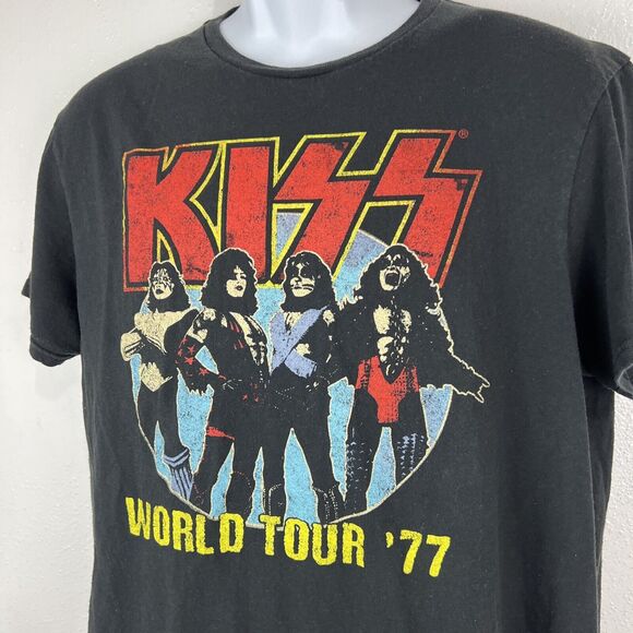 Kiss World Tour '77 Shirt Men Large Short Sleeve Graphic Rock Band Concert Tee - Picture 5 of 10